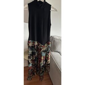 Vtg Cache Y2K WhimsyGoth Asymmetrical Maxi Dress 2 Witchy Floral Grunge